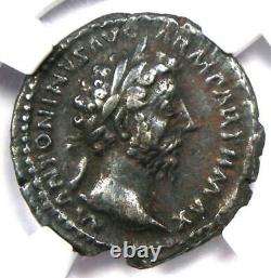 Marcus Aurèle Ar Denarius Silver Roman Coin 161-180 Ad Certifié Ngc Xf (ef)
