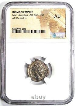 Marcus Aurèle Ar Denarius Silver Roman Coin 161 Ad Certifié Ngc Au