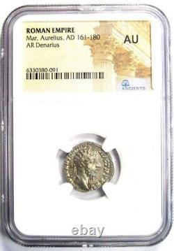 Marcus Aurèle Ar Denarius Silver Roman Coin 161 Ad Certifié Ngc Au