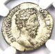 Marcus Aurèle Ar Denarius Silver Roman Coin 161 Ad Certifié Ngc Choice Vf