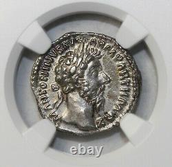 Marcus Aurelius 161-180 Ad Ar Silver Denarius Rome Ngc Au Ancient Roman Coin