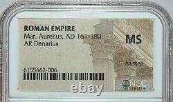 Marcus Aurelius Ngc Ms Roman Coins, Ad 161-180. L'ar Denarius. A777