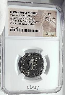 Mark Antony & Octavia Sœur D'auguste Argent Romain Tetradrachm Coin Ngc I81779