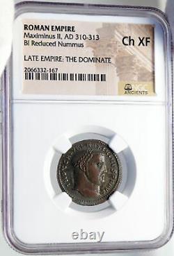 Maximinus II Daia Ancien Authentique 310ad Follis Roman Coin Genius Ngc I82915