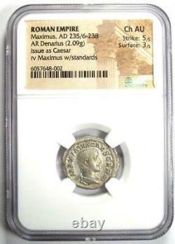 Maximus Ar Denarius Silver Roman Coin 235-238 Ad Certifié Ngc Choice Au