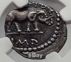 Metellus Scipion Ennemi De Jules César 47bc Antique Romain Silver Coin Ngc I60978