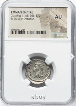 NGC AU Claudius II 268-270 AD, Empire Romain César Rome, Denier avec le BUSTE GAUCHE