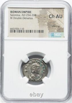 NGC Ch AU Salonina, épouse de Gallienus 254-268 Empire romain Double Denier Coin