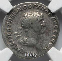 NGC Ch F Trajan César 98-117 AD, Empire romain Denier AR, Pièce d'argent de Rome