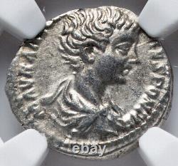 NGC Ch VF Caracalla 198-217 AD, Roman Empire Caesar Rome, Denarius Pièce d'argent