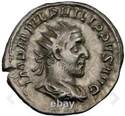 NGC Ch VF Empire romain César Philippe Ier Arabe 244-249 Double denier pièce de monnaie de Rome