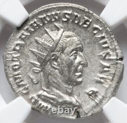 NGC Ch XF 249-251 AD Trajan Dèce César Empire romain Denier Monnaie CAVALIER