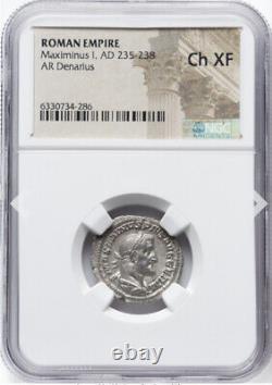 NGC Ch XF Maximinus I 235-238 AD, pièce de monnaie en denier de l'Empire romain, HAUTE QUALITÉ