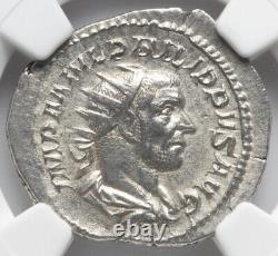 NGC Ch XF Philippe I l'Arabe 244-249, Empire romain AR Double Denier Pièce de Rome