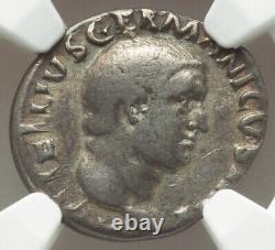 NGC F FINE Vitellius. Pièce de monnaie AD 69 AR Denarius, Empereur pendant 8 mois, Empire romain.