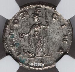 NGC MS Claudius II 268-270 AD Pièce de monnaie romaine de l'Empire romain, Denier de la menthe, JUNO avec PAON