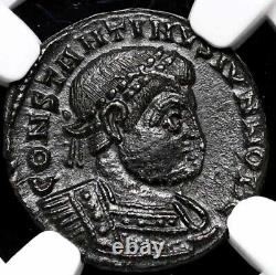 NGC MS Constantin II César Empire romain 337-340 après J-C Bi Nummus Coin, Top Pop