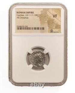 NGC (VF) Denier en argent romain de l'époque d'Hadrien AD 117-138 Certifié NGC Ancien Romain