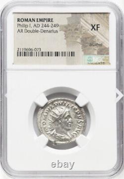NGC XF César Philippe I l'Arabe 244-249 ap. J.-C., Empire romain, pièce en argent double denier