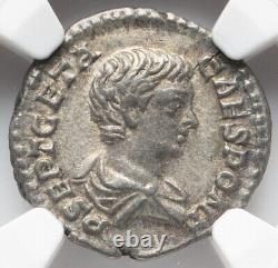 NGC XF Geta César 209-211 AD, pièce de denier en argent de l'Empire romain, Rome LUXUEUSE