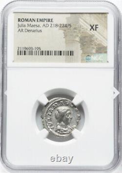 NGC XF Julia Maesa 218-224, Pièce de Denarius de l'Empire Romain, Grand-mère d'Elagabalus
