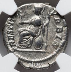 NGC XF Sept. Severus 193-211 AD Pièce de monnaie denier de l'Empire romain à Rome, Roma avec la victoire