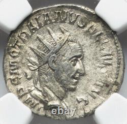 NGC XF Trajan Decius 249-251 AD, César Empire Romain AR Denier. Pièce d'argent