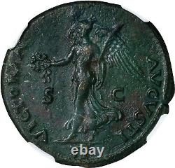 Nero (AD 54-68) Pièce en bronze dupondius romain avec la Victoire volante RIC 198 NGC