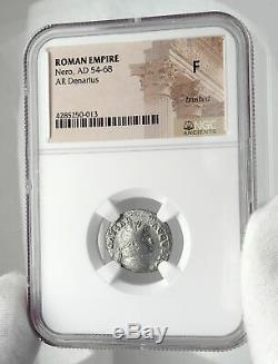 Nero Authentique Ancient Rome 64ad Véritable Denier D'argent Roman Coin Ngc I80516