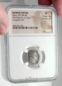 Nero Authentique Antiquité 64ad Rome Véritable Pièce De Monnaie Romaine En Argent Original Ngc I72340