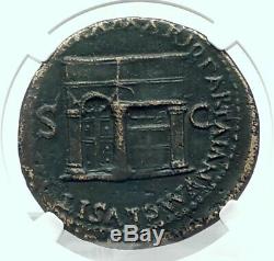 Nero Authentique Rome Antique Sestertius 65ad Coin Romain Avec Janus Temple Ngc I78890