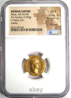 Nero Av Aureus Gold Ancienne Pièce Romaine 54-68 Ad Certifié Ngc Choice Fine