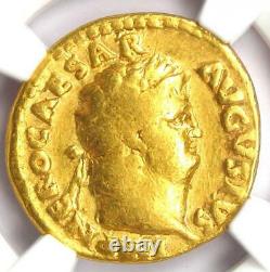 Nero Av Aureus Gold Ancienne Pièce Romaine 54-68 Ad Certifié Ngc Fine Rare Coin