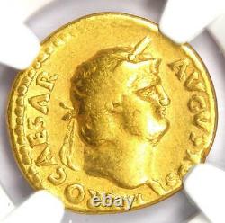 Nero Av Aureus Gold Ancient Roman Coin 54-68 Ad. Certifié Ngc Fine 5/5 Strike