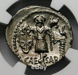 Ngc Au 4 / 5-2 / 5 Julius Caesar 48-47 Bc Exquis Rare Denier. Roman Silver Coin