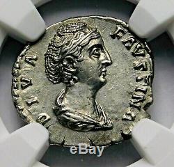 Ngc Au. Sr. Faustina Rare Denier. Mère De Marc-aurèle. Roman Silver Coin