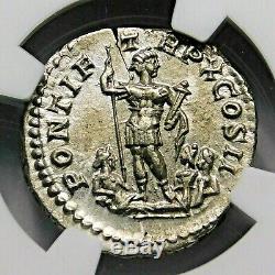 Ngc Ch Au 5 / 5-4 / 5. Caracalla Exquis Denier. Frère Geta. Roman Silver Coin