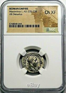 Ngc Ch Xf. Maximinus I. Exquis Denier. Rome Antique Pièce D'argent