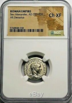 Ngc Ch Xf. Severus Alexander. Denier Exceptionnelle. Rome Antique Pièce D'argent