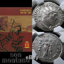 Ngc Choice Ch-au Postumus Pièce De Monnaie D'argent En Bi Double Denarius Romain Antique 260-269ad