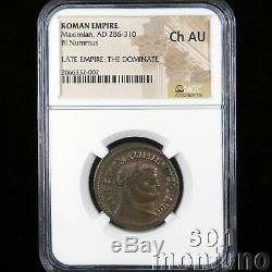 Ngc Choix Au Ch Maximien Bronze Antique Romaine Bi Nummis Coin 286-310 Ad