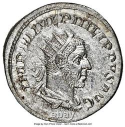 Ngc Ms Empire Romain César Philip I 244-249 Ad Ar Double-denarius Argent Pièce