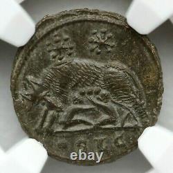 Ngc Ms Roman Coin / Nummus Romulus & Remus & She-wolf 340ad De Epfig Hoard
