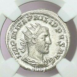 Ngc Ms Roman Coins Philip I, Ad 244-249. Ar Double-denarius. A756