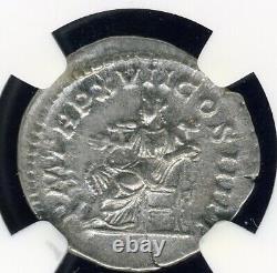 Ngc Roman Empire Ad 193-211 Ar Denarius Pièce D'argent Xf