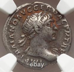 Ngc Vf 98-117 Ad Empire Romain Trajan César Ar Denarius Pièce D'argent, Rare