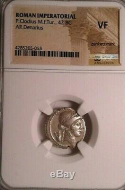 Ngc Vf. République Romaine P. Clodius 42 Av. Denier Superbe. Coin Argent Antique