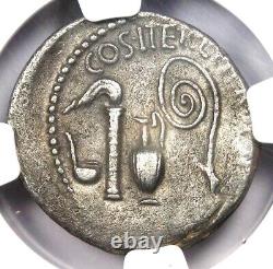Octavian Augustus Ar Denarius Silver Roman Coin 37 Bc Certifié Ngc Xf (ef)