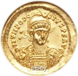 Or Solidus Théodose II 402-450 Brillant Uncirculated Par Ngc Roman Coins