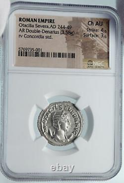 Otacilia Severa Authentic Ancien 246ad Argent Roman Coin Concordia Ngc I85412